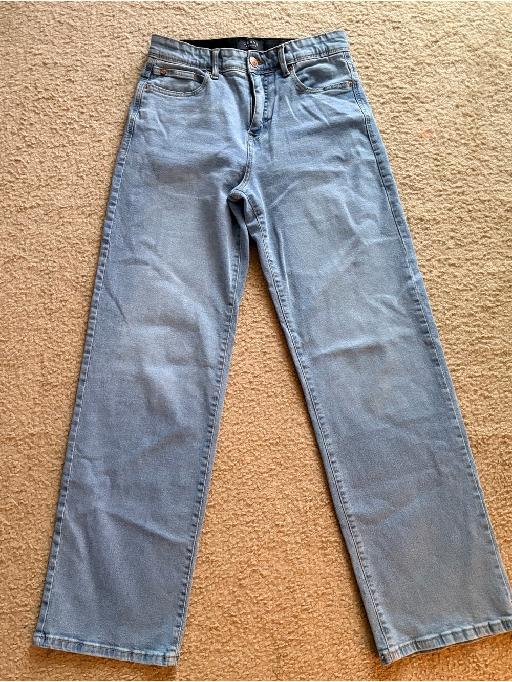 Curve Appeal Women’s Comfort Waist High Rise Straight Jeans Light Wash Blue 6